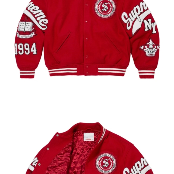 SUPREME RED VARSITY JACKET - Picture 7 of 8